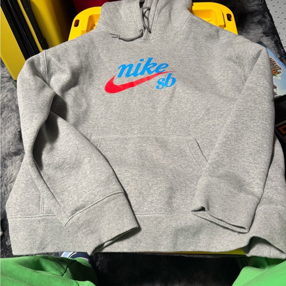 Nike Other - Nike SB Gray hoodie with Red Swoosh and Blue Script